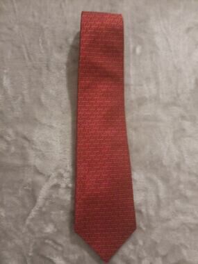 Sulka Red Geometric Print Mens Tie Made In France 58L x 4W